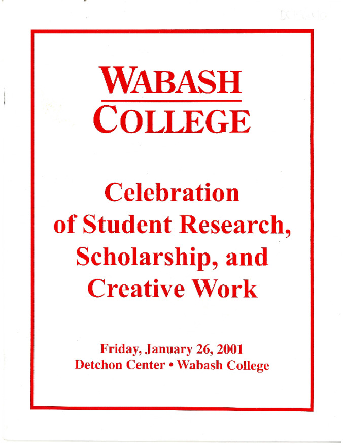 Celebration of Student Research, Scholarship, and Creative Work Program, 2001 Thumbnail