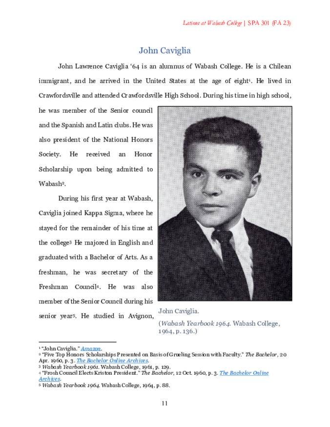 Latinos at Wabash: John Caviglia [Essay] miniatura
