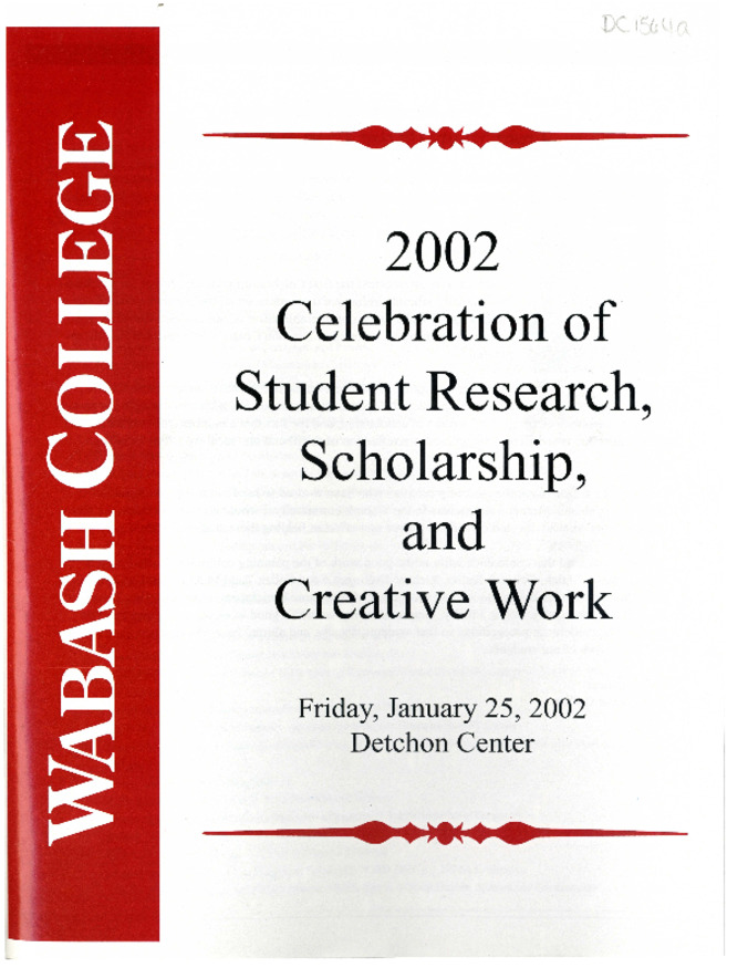 Celebration of Student Research, Scholarship, and Creative Work Program, 2002 Miniature