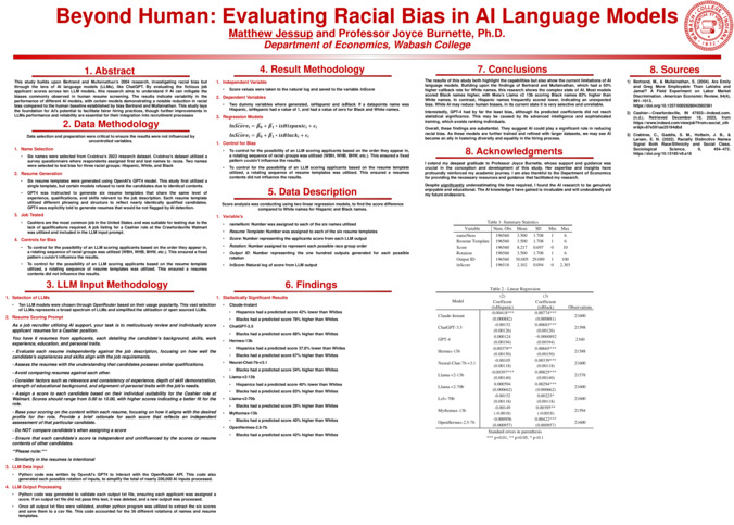 Evaluating Racial Bias in AI Language Models [Poster] Miniature